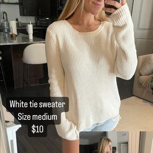 White Tie Back Sweater
